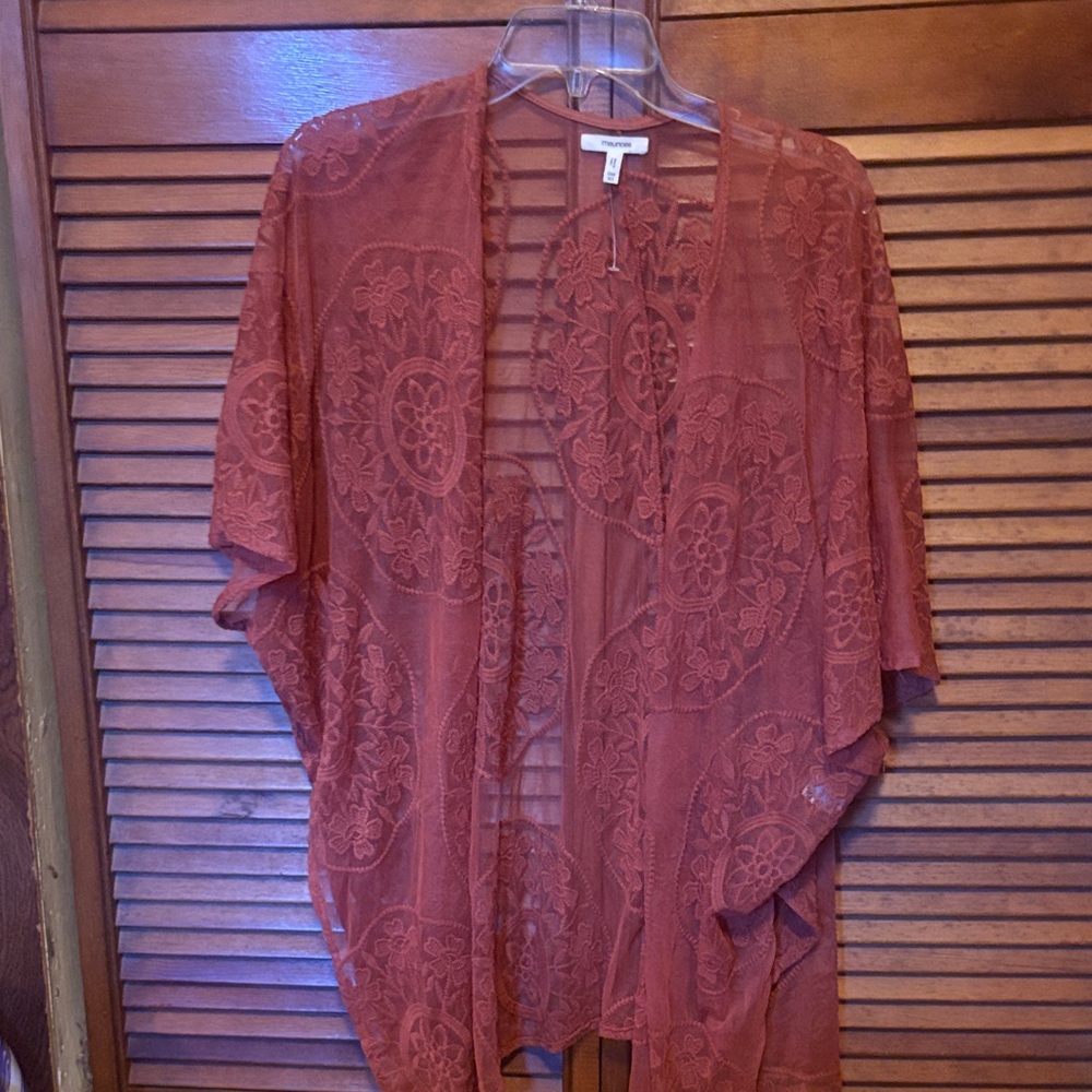 Maurices Rust Lace Kimono Top